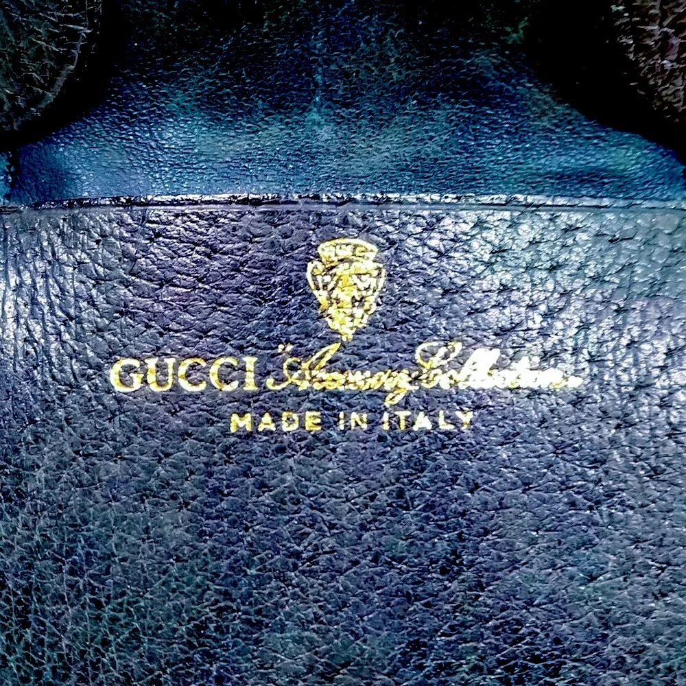 GUCCI GG Supreme Ophidia Sherry Line Navy Leather Snap Coated Canvas Coin Case